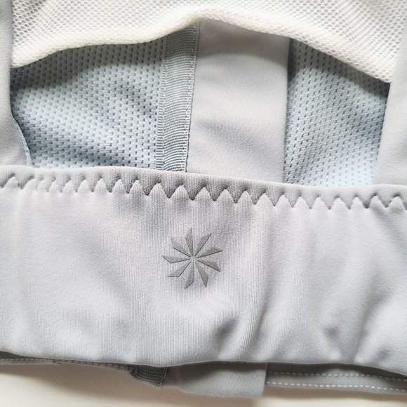 Athleta Zip It Blue-Gray / White Mesh Stealth Medium Impact Sports Bra - Small - Picture 4 of 10